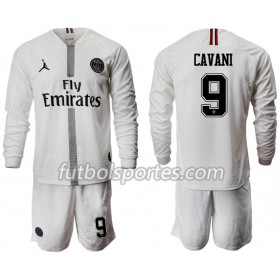 Camisetas Paris Saint Germain CAVANI 9 Jordan Blanco Niños Tercera Equipacion 2018/2019 Manga Larga